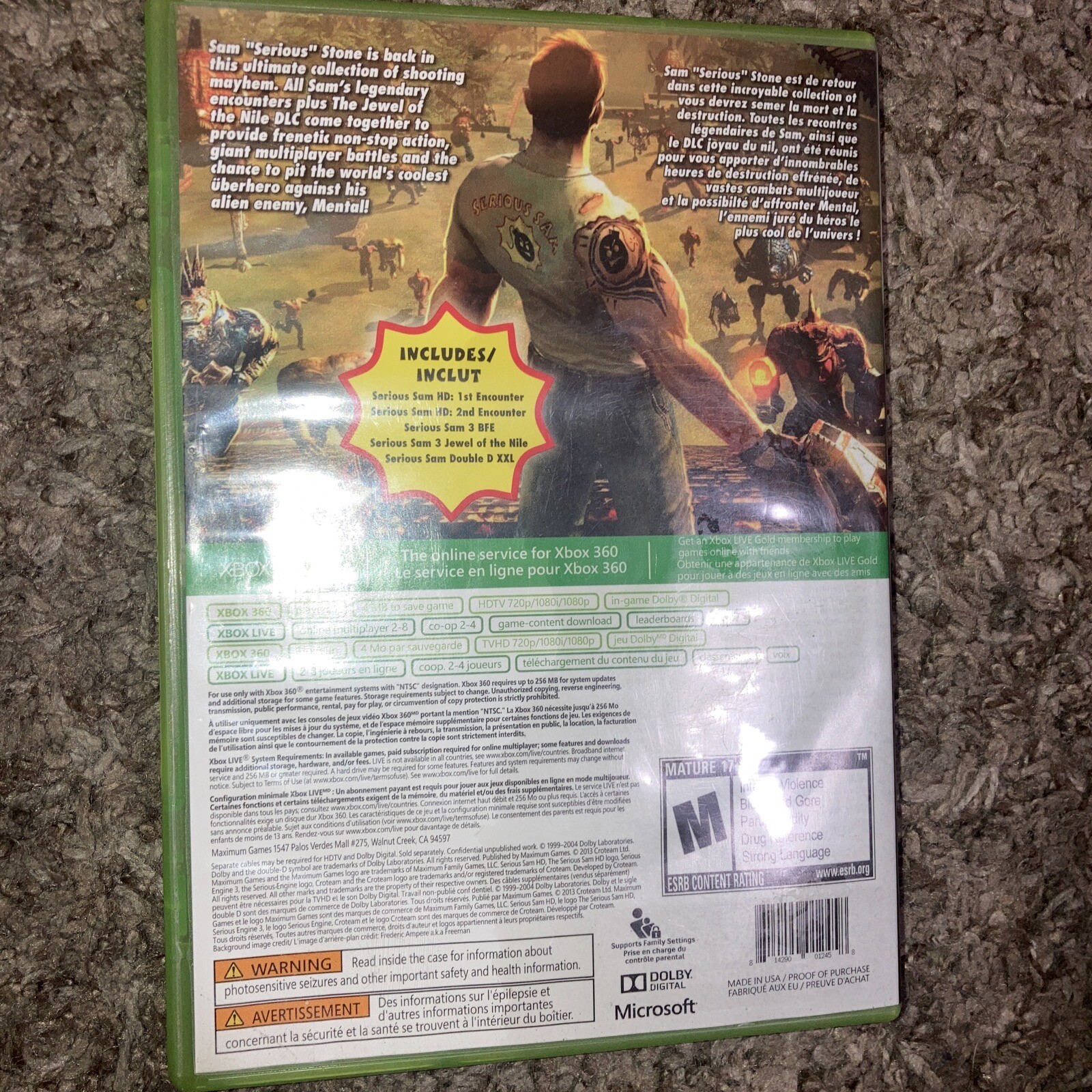 Serious Sam Collection (Microsoft Xbox 360, 2013) Tested And Works