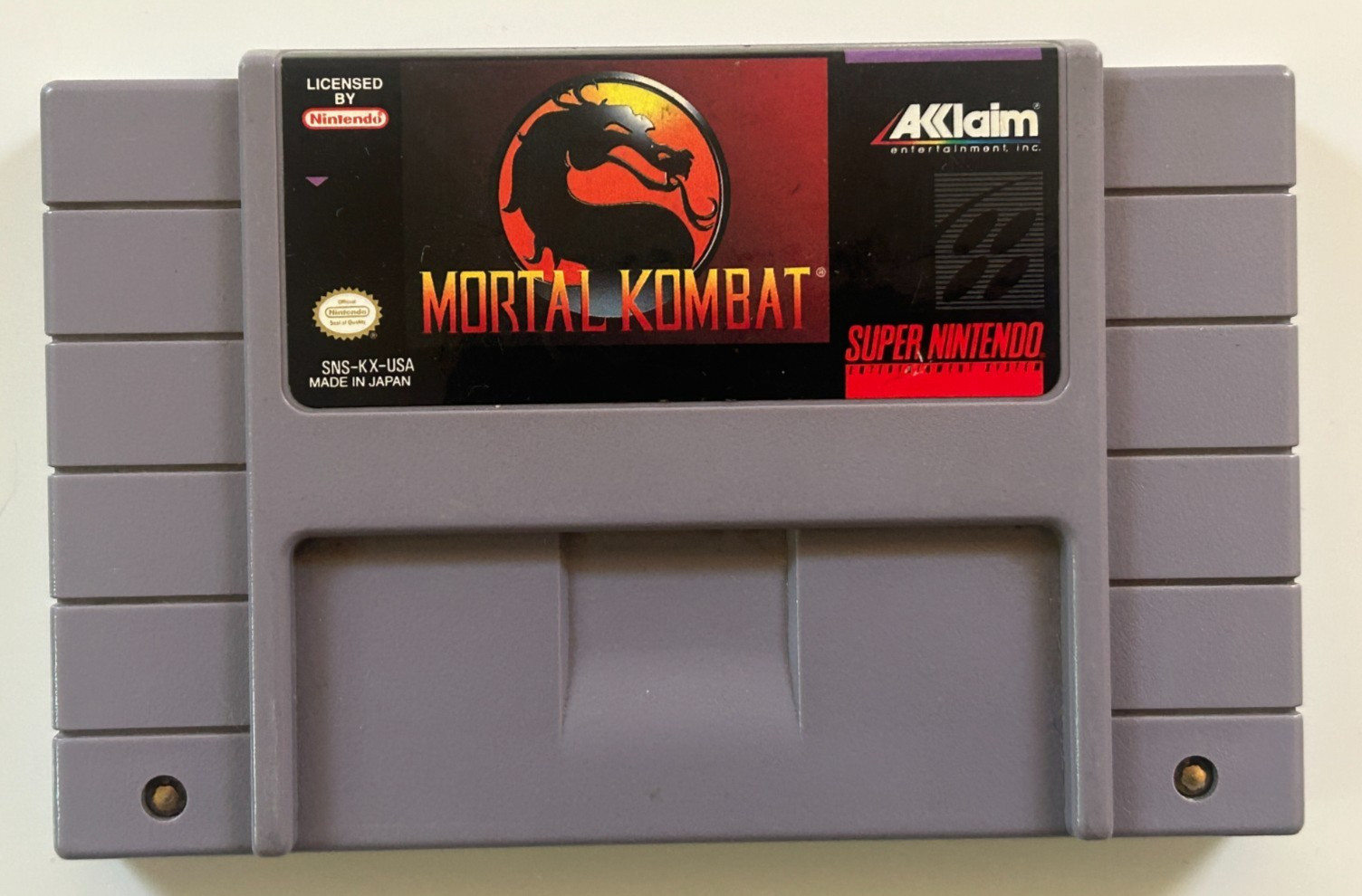 MORTAL KOMBAT SUPER NINTENDO SNES TESTED WORKING W/ PHOTO AUTHENTIC Acclaim USA