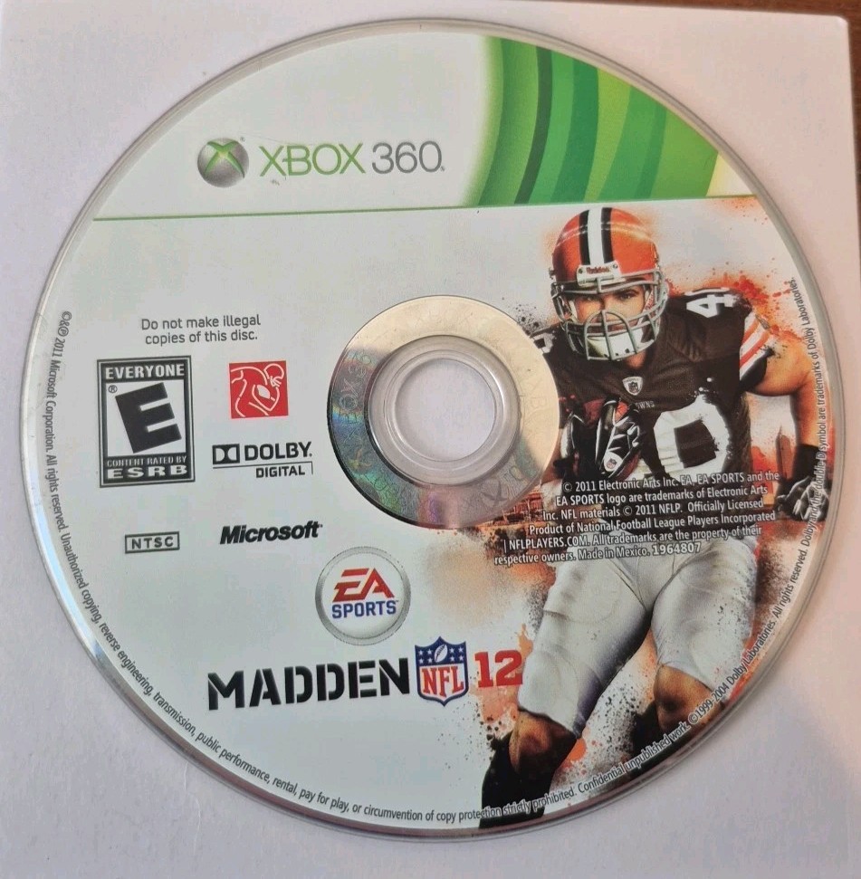 Madden NFL 12 (Xbox 360, 2011) DISC ONLY, NO USPS TRACKING