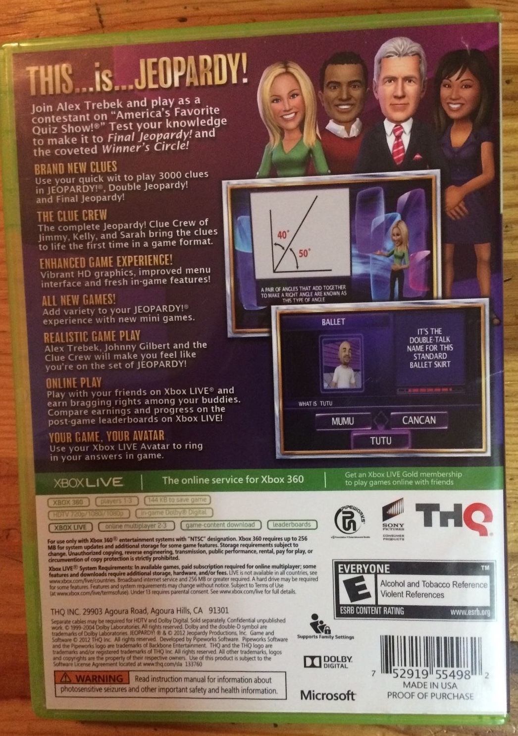 Jeopardy Xbox 360 COMPLETE Manual Case Game