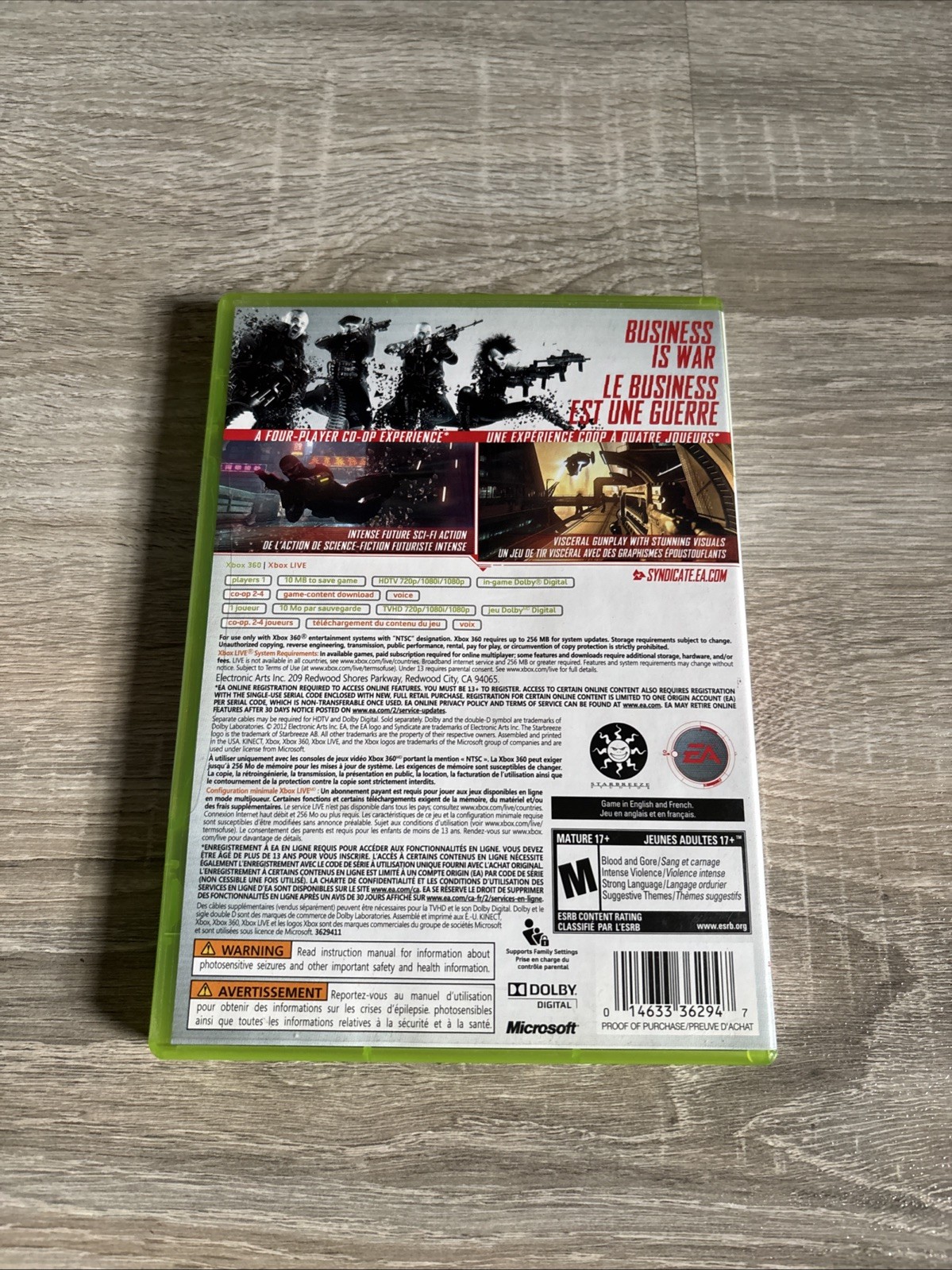 Syndicate-Xbox 360. Tested & Working! Case Disc And Paperwork All In Good Shape!