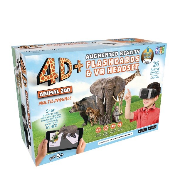 Utopia 360 4D+ Animal Zoo Augmented Reality Bundle – VR Headset, Flashcards, Etc