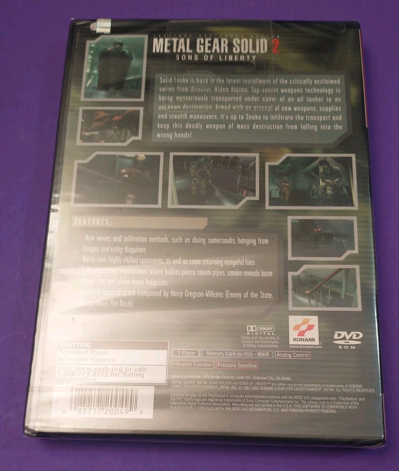 SEALED Metal Gear Solid 2 Greatest Hits (Sony PS2) Protective Case SAFE SHIPPING