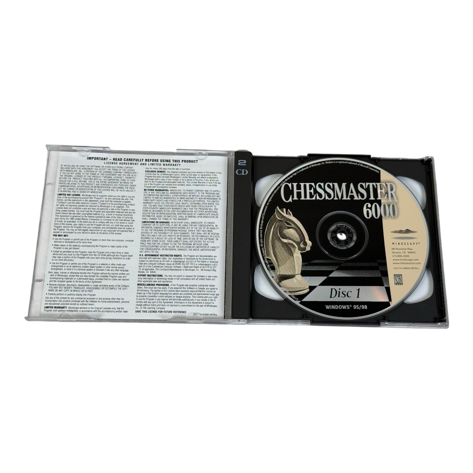 CHESSMASTER 6000 PC GAME Windows 95-98 CD 2 Disks~Excellent Condition!