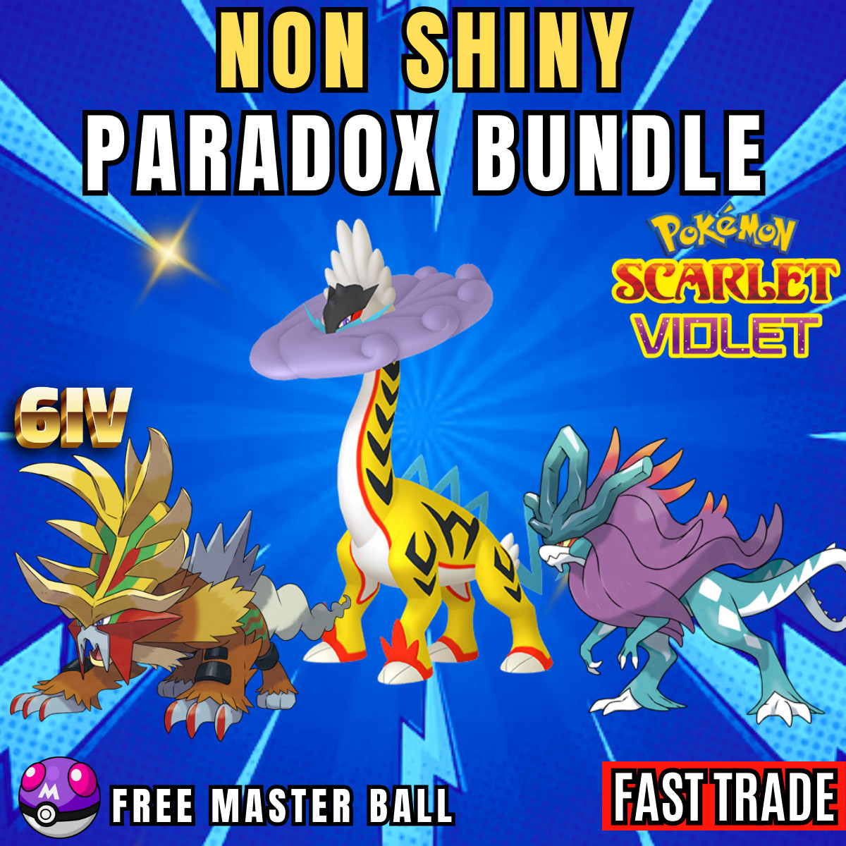 Pokemon Scarlet & Violet – ✨PARADOX✨WALKING WAKE + RAGING BOLT + GOUGING FIRE