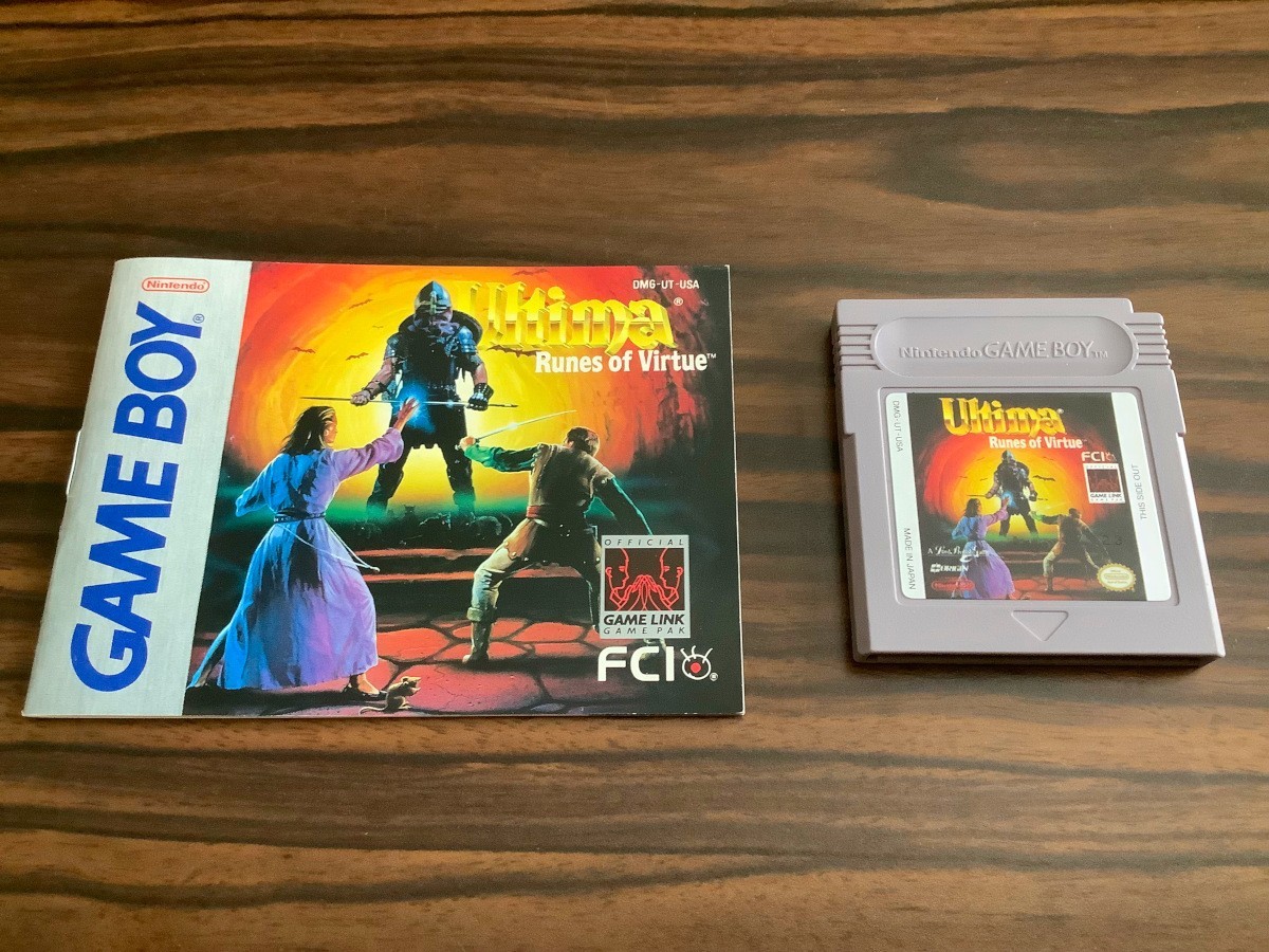1992 Nintendo Game Boy 🕹️ Ultima Runes of Virtue Game Cartridge & Manual FCI