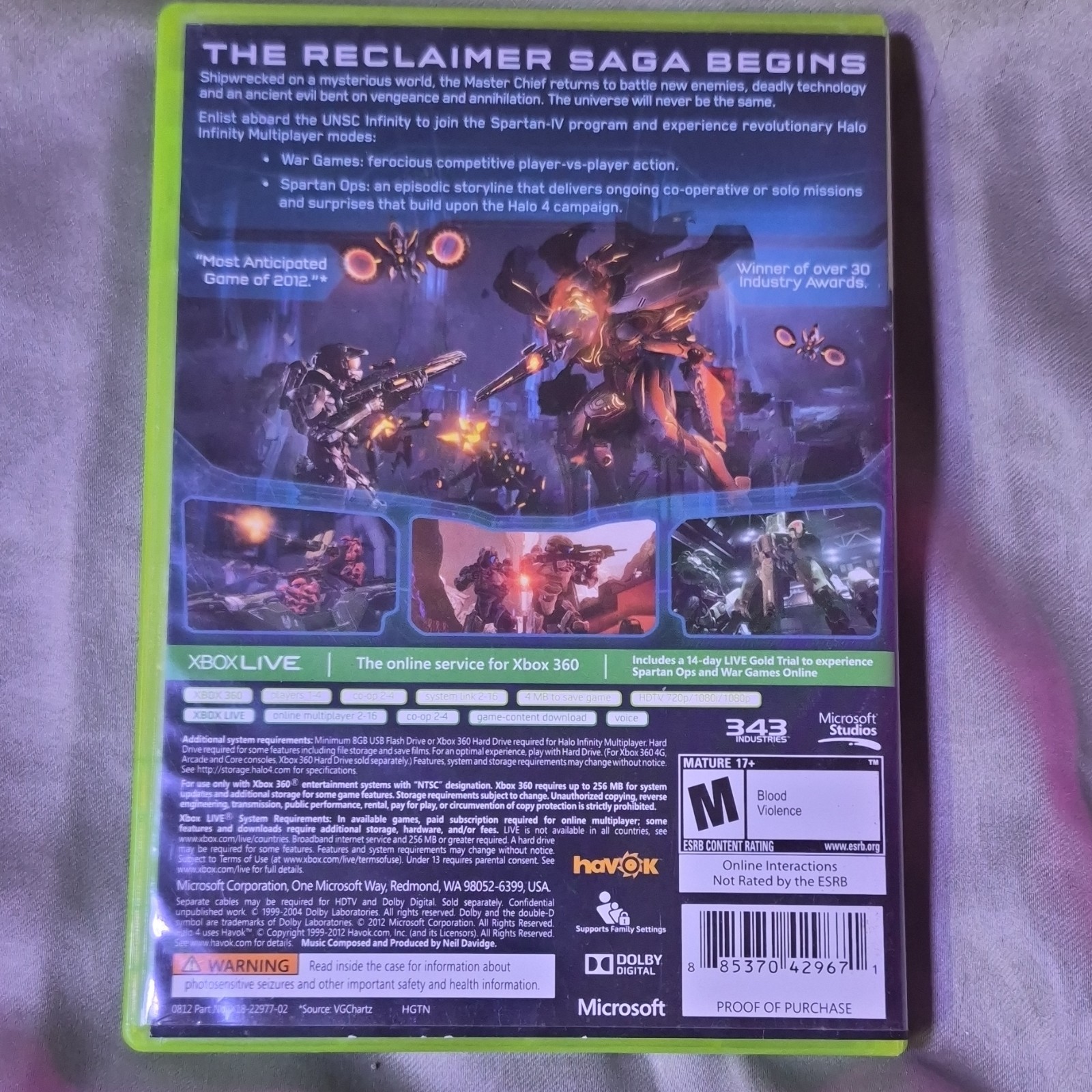 Microsoft Studios Halo 4 Xbox 360 Shooter Action Adventure Multiplayer