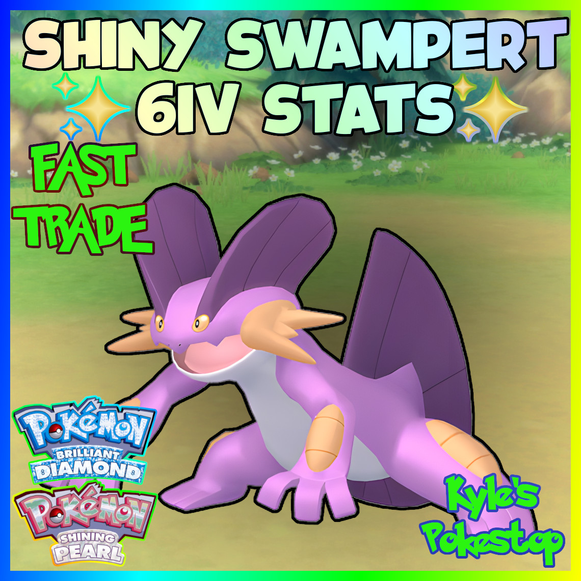 6IV SHINY SWAMPERT+BLAZIKEN+SCEPTILE POKEMON BRILLIANT DIAMOND SHINING PEARLBDSP
