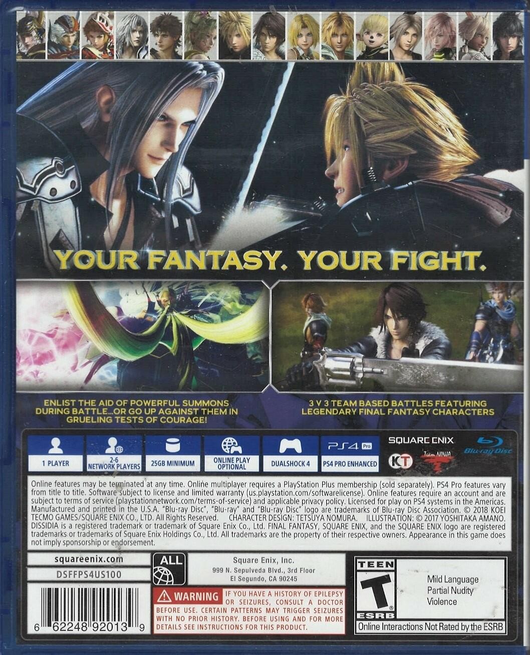 Dissidia Final Fantasy NT PS4 (Brand New Factory Sealed US Version) PlayStation