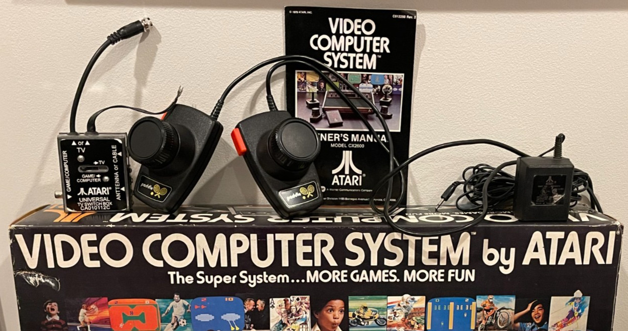 Atari 2600 Light Sixer System Boxed Bundle 4 Joy + Paddle Controllers + 30 Games