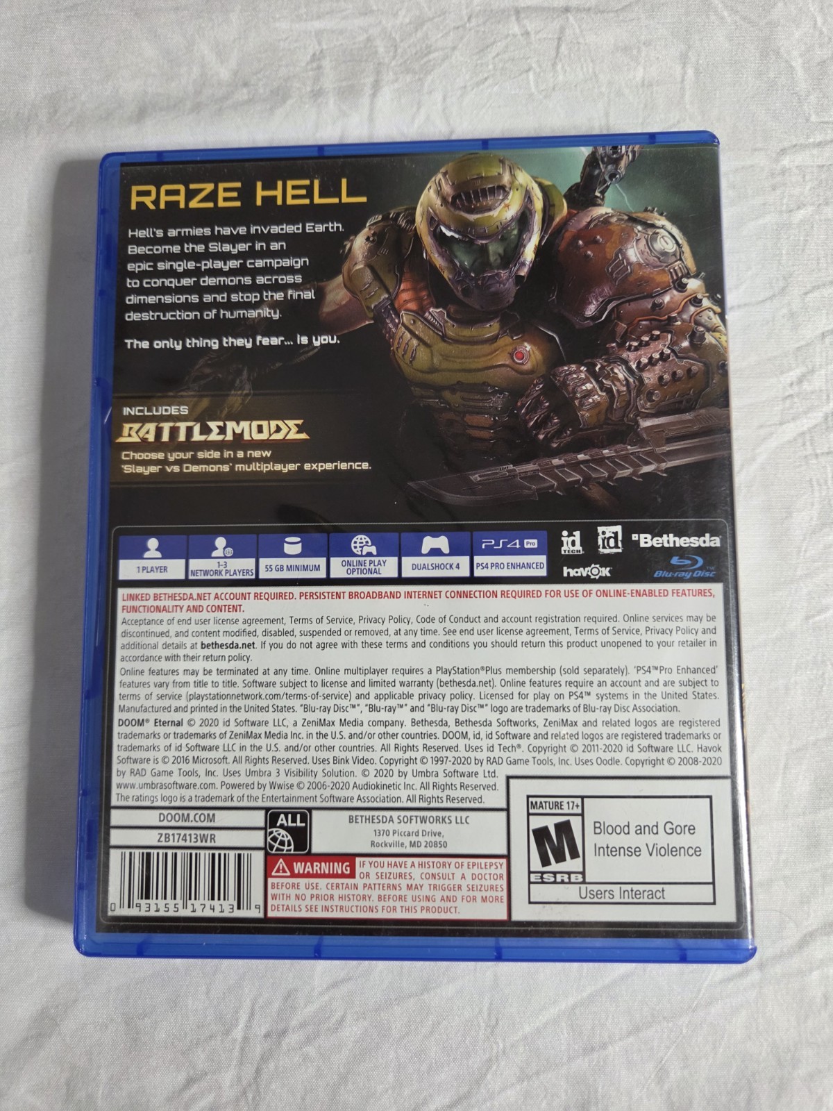 Doom Eternal Sony PlayStation 4 Ps4 CIB Complete No Scratches