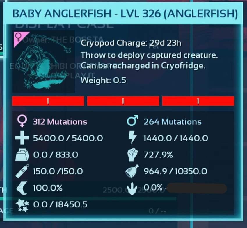 ARK ASCENDED PVE OFFICIAL PAIR BABY ANGLER RED ID01 HIGH STATUS PS5/PC/XBOX