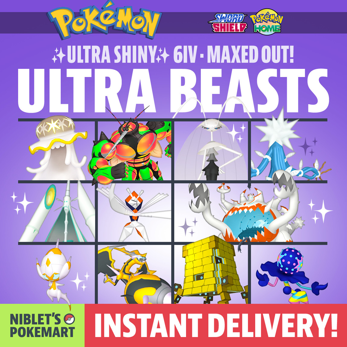 ✨ SHINY ULTRA BEASTS BUNDLE! ✨ Maxed Out Rare Pokemon for Sword & Shield + Home!