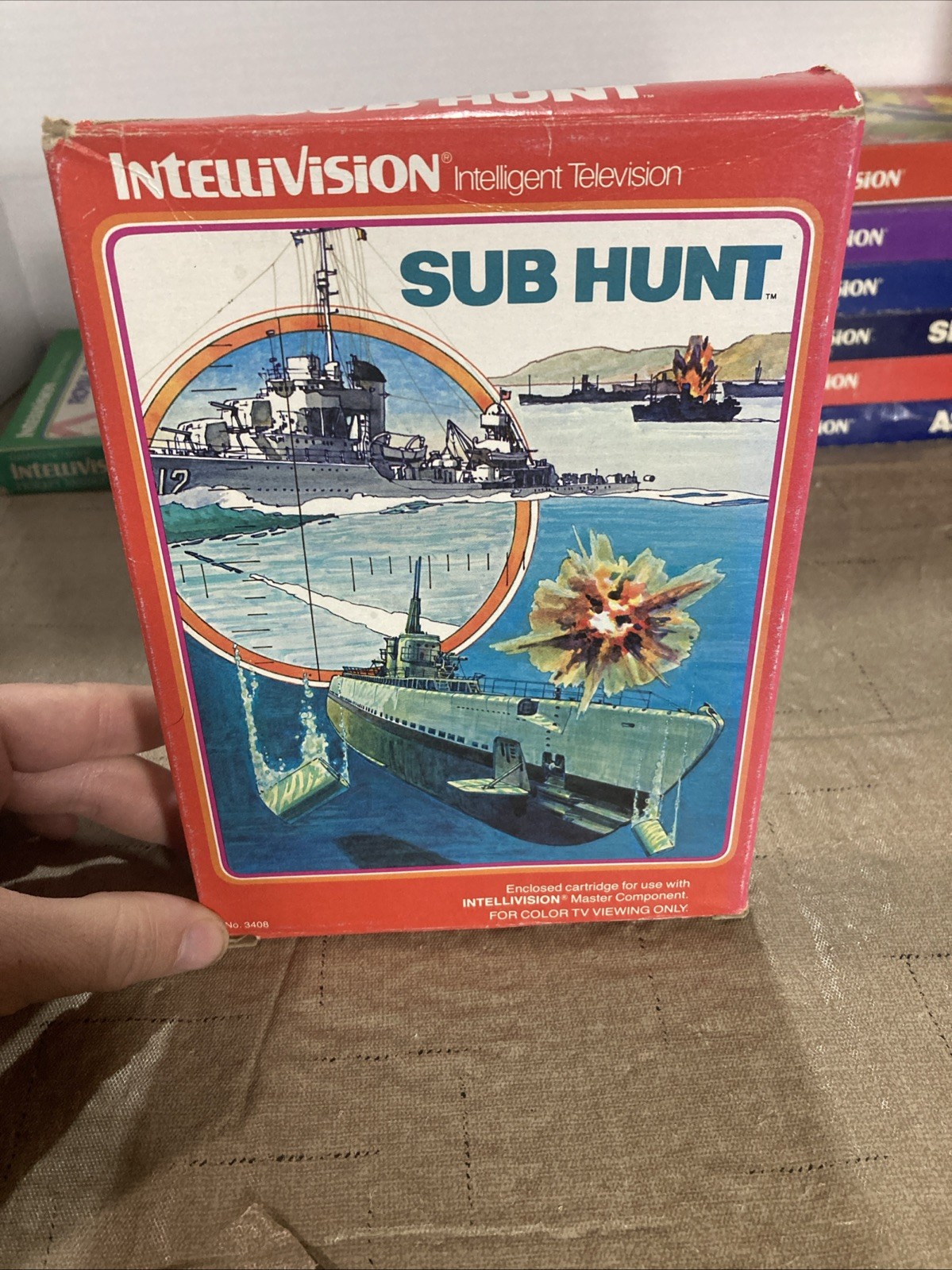 Mattel Intellivision Sub Hunt Video Game – Complete w/ Overlays Tested Working