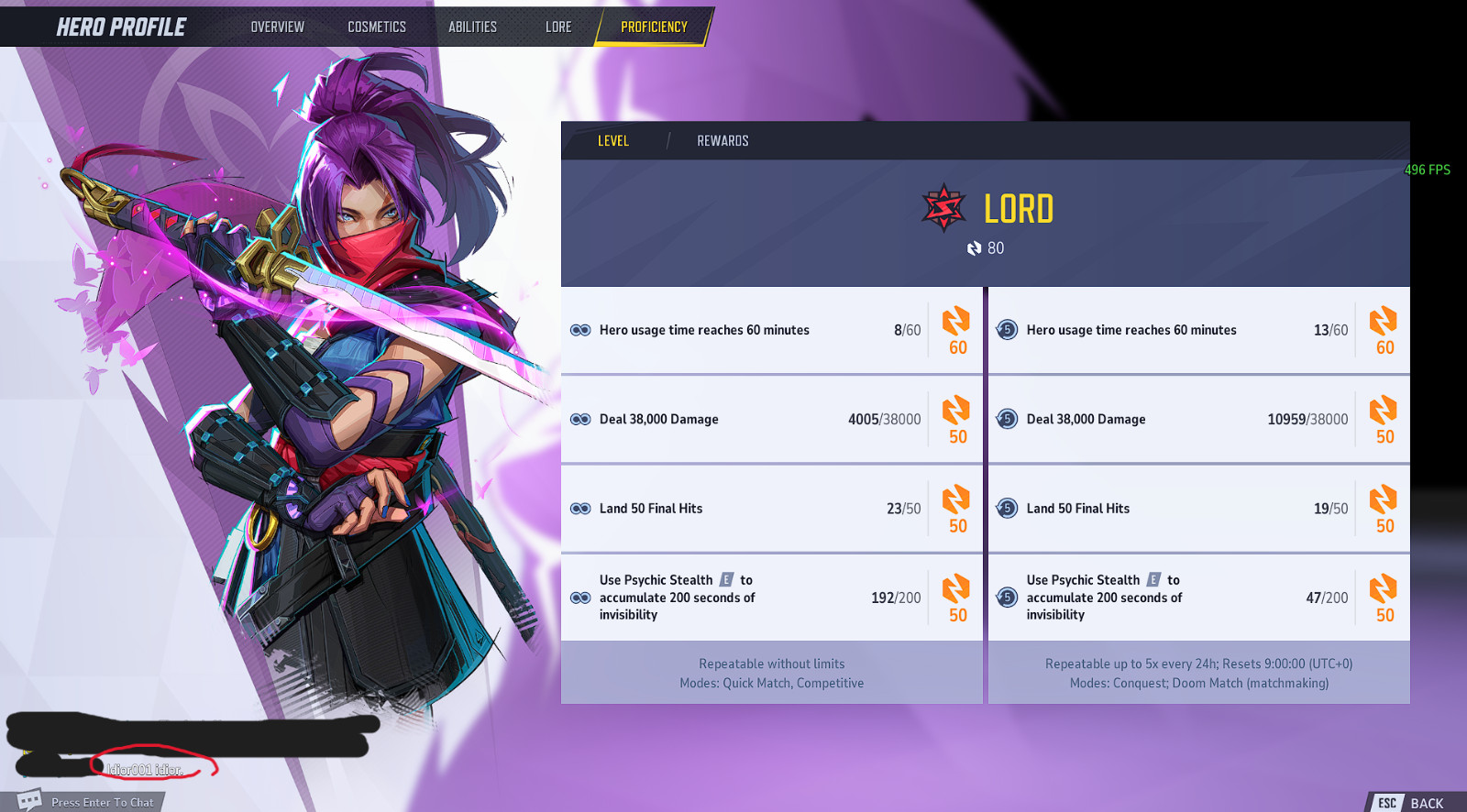 Marvel Rivals Hero Lord Proficiency (PC) Check Description