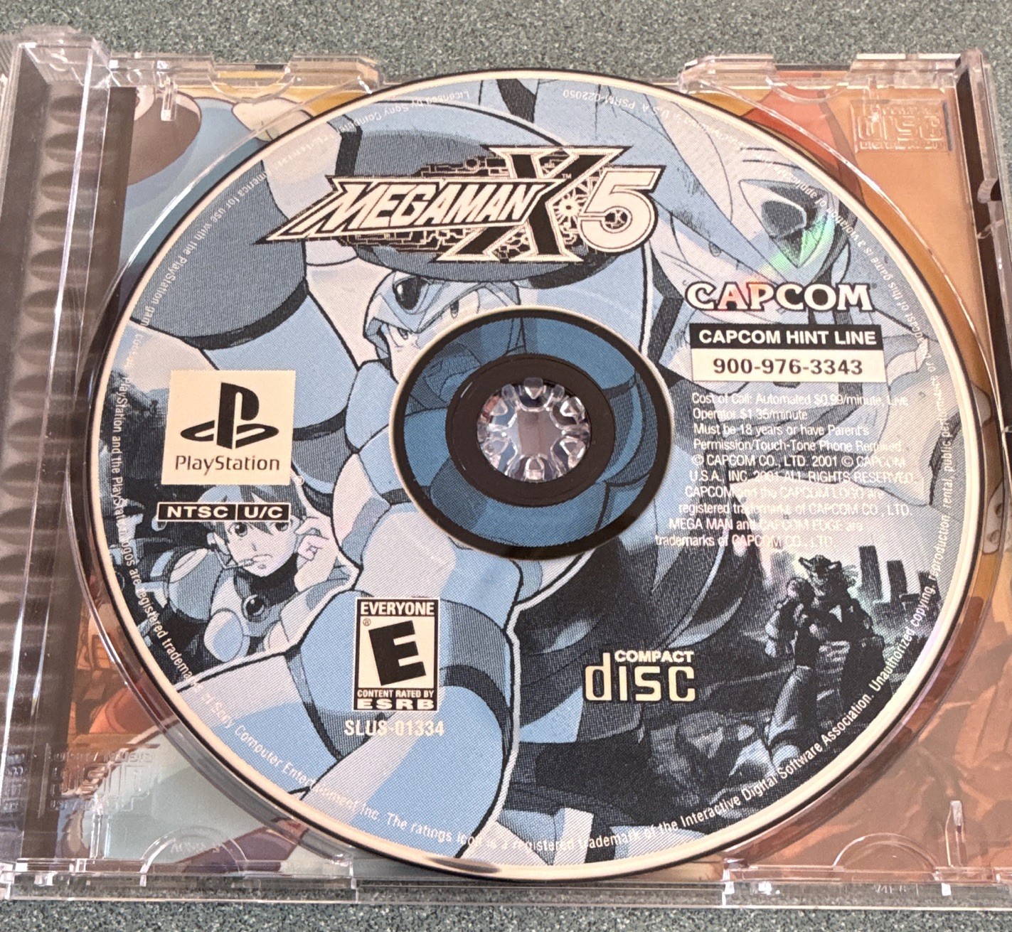 Capcom Mega Man X5 PS1 w/ Manual, E-Everyone NTSC-U/C (US/CA) 2001