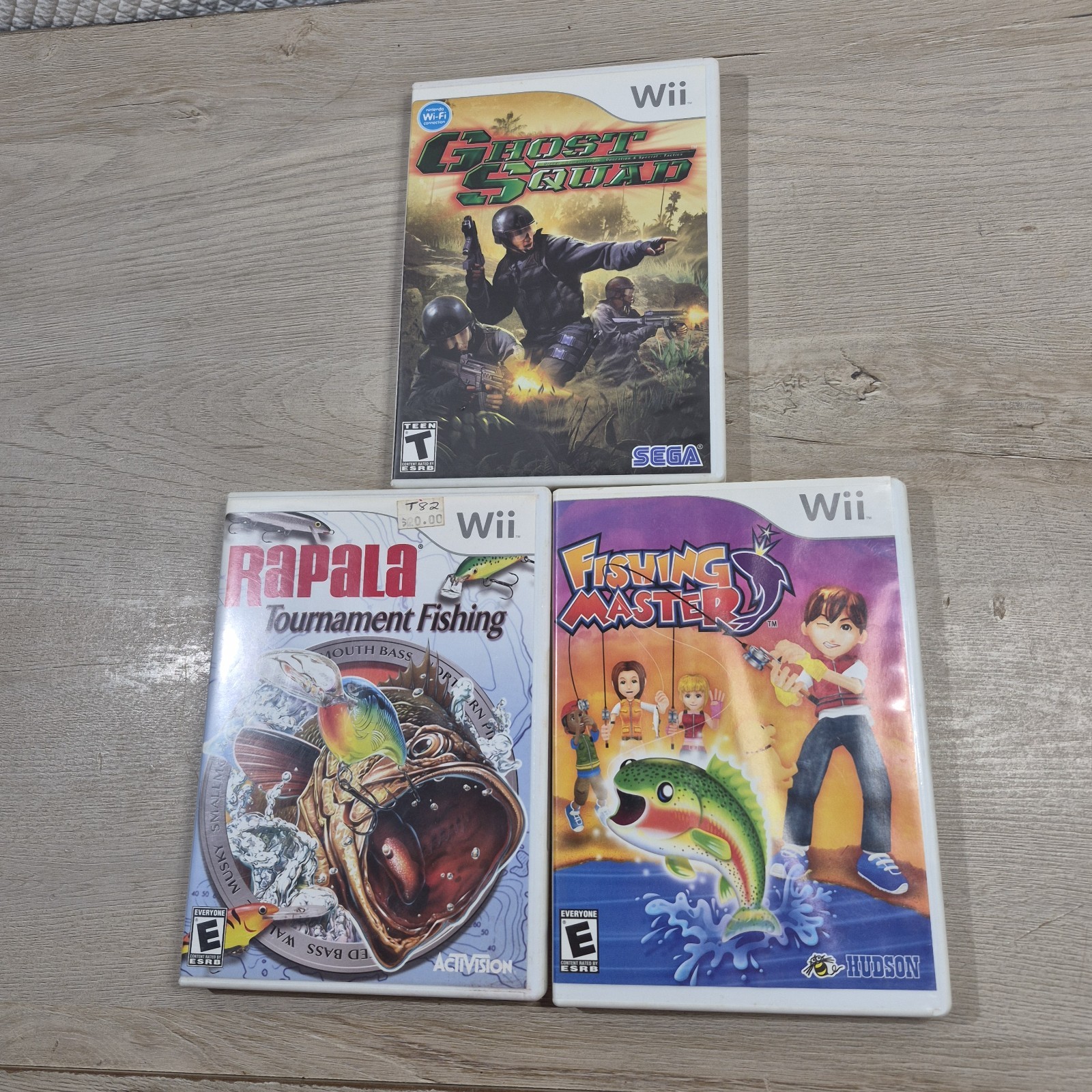 Nintendo Wii Lot Of 3 Games! Ghost Squad , Rapala Tournament Fishing And Masters