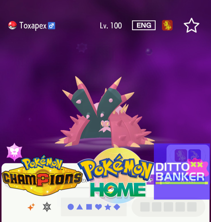 Pokemon Champions/Home Shiny TOXAPEX Transfér to HOME Lv.100 Competitive 6IV