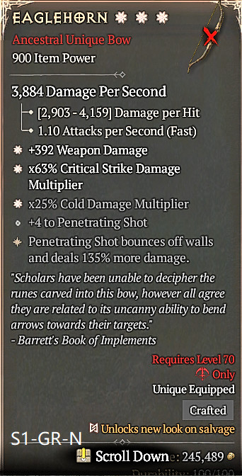 🔥 Diablo 4 Season 14 🔥 Eaglehorn 1 / 4 GA