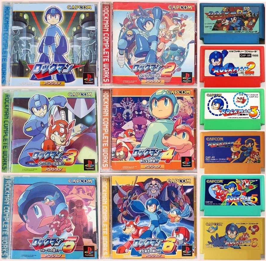 Megaman Rockman 1 2 3 4 5 6 set Nintendo Famicom & Play Station PS1 NTSC-JAPAN