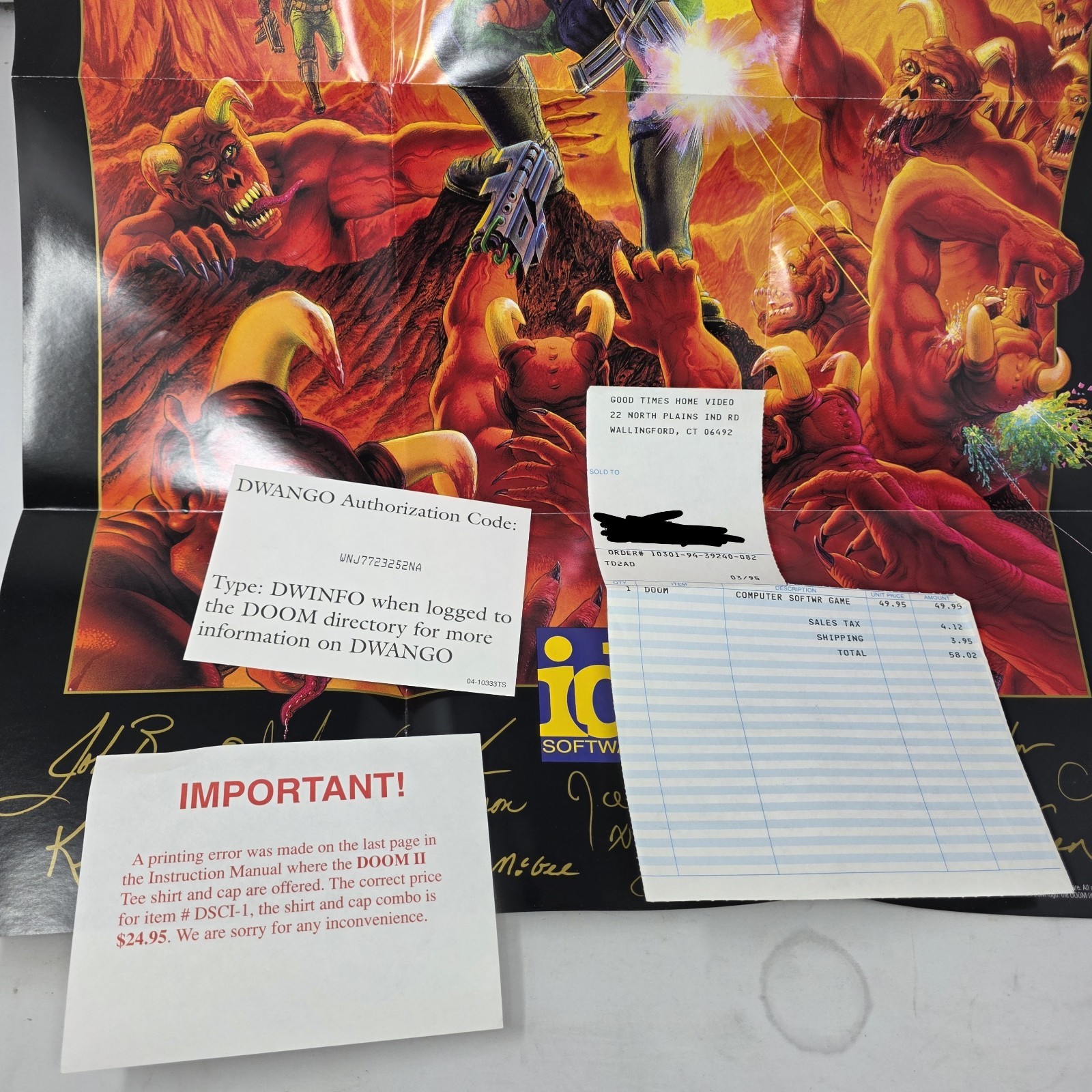 The Ultimate Doom PC Big Box 1995 CIB Complete w/ Poster Receipt Strategy Guide