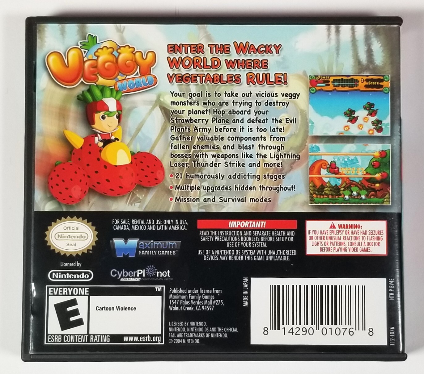Veggy World (Nintendo DS, 2004) Complete CIB Tested Authentic RARE Shoot ‘Em Up