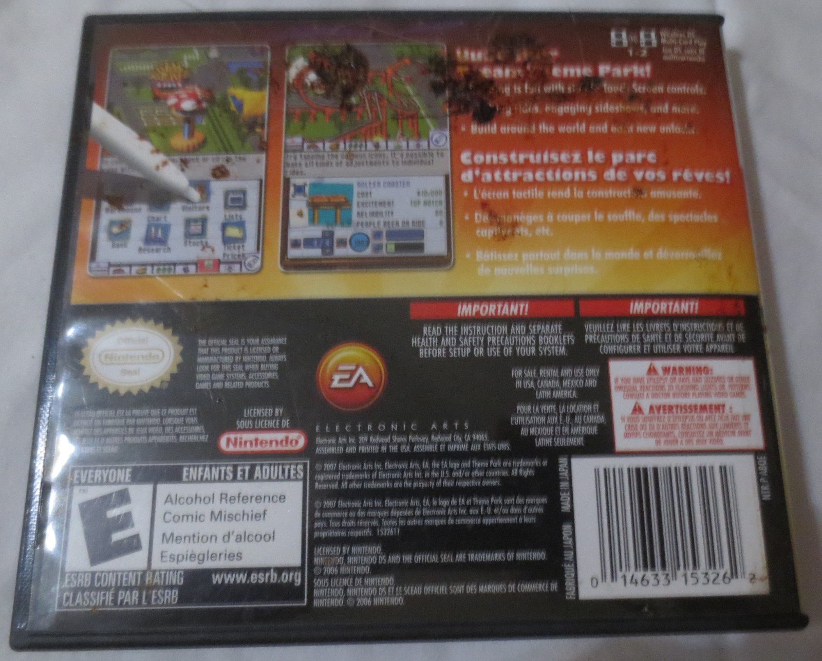 Theme Park Nintendo DS Game Complete w/Case, Manual