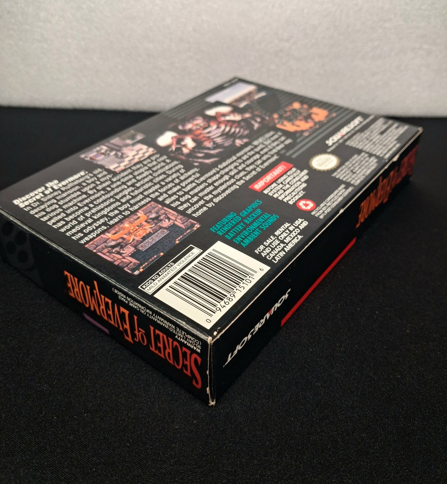 Secret of Evermore Nintendo SNES CIB Near Mint Box Ans Posters Complete