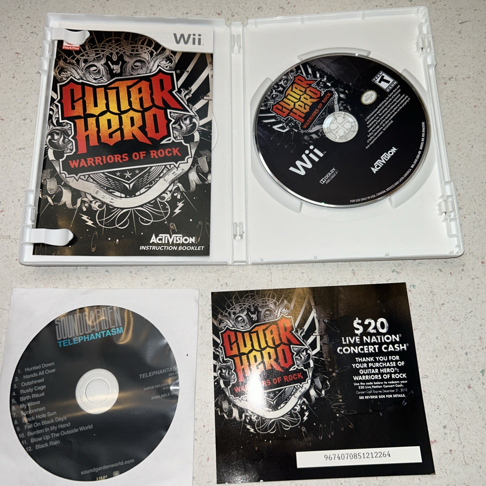 Nintendo Wii Guitar Hero Warriors Of Rock Game (2010) Adult Owned w/Soundgarden!