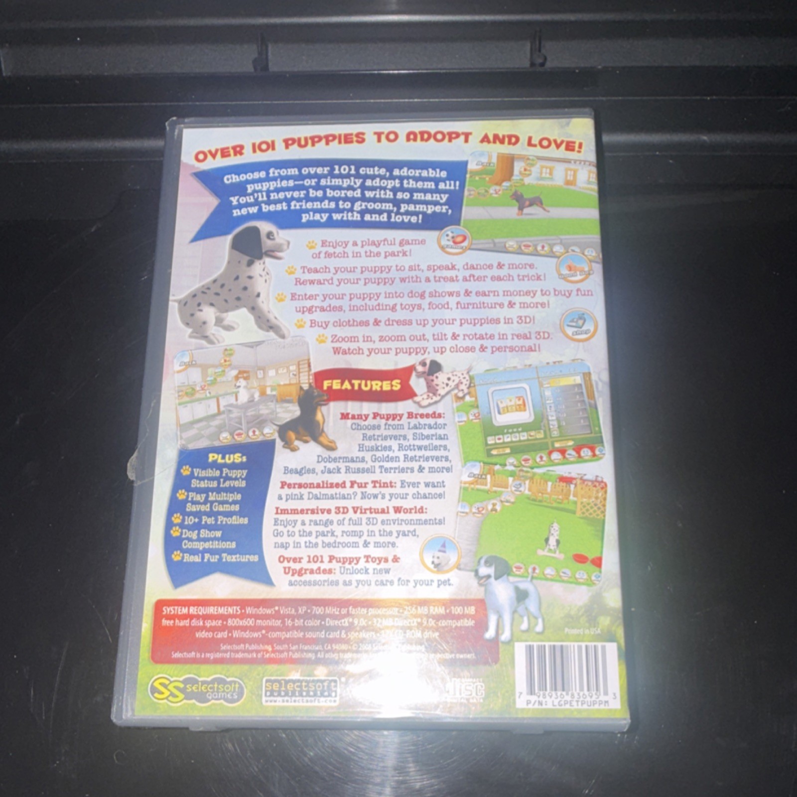 Selectsoft 101 Puppy Pets PC CD-ROM Simulation Virtual Pet Dog Show Competition
