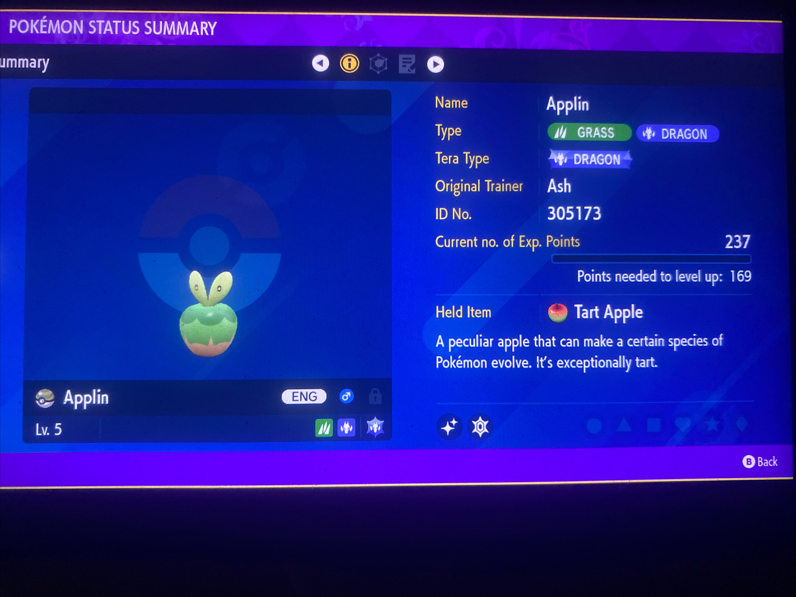 Pokemon Scarlet And Violet Shiny Applin (Tart Apple) 6IV Battle Ready