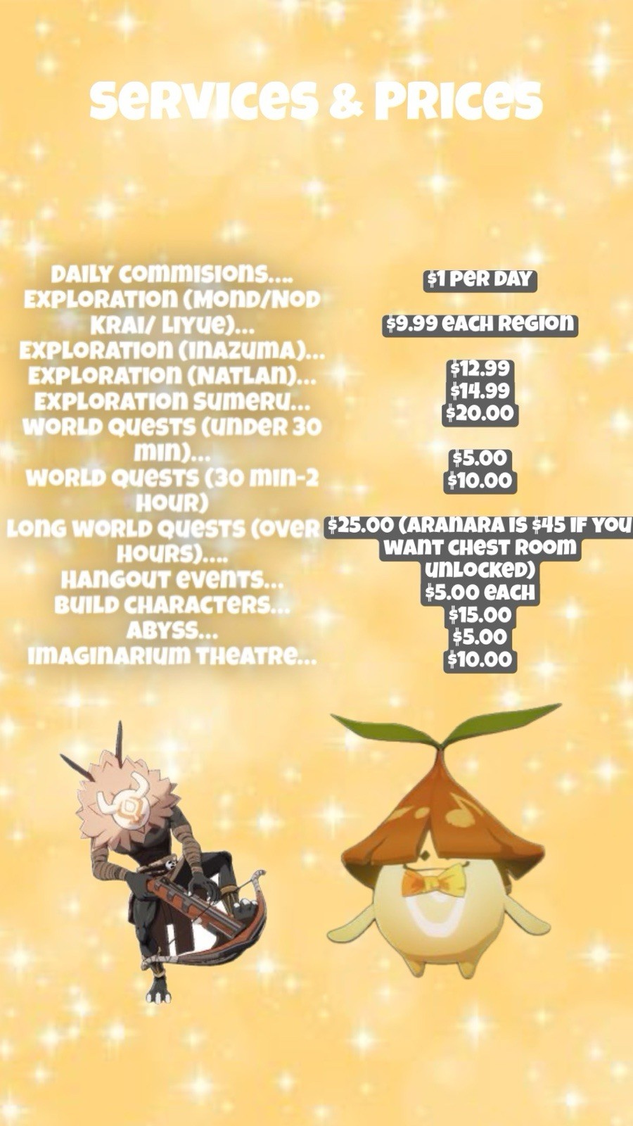 Genshin Impact Commissions available! Dailies/Quests/exploration READ DESC.