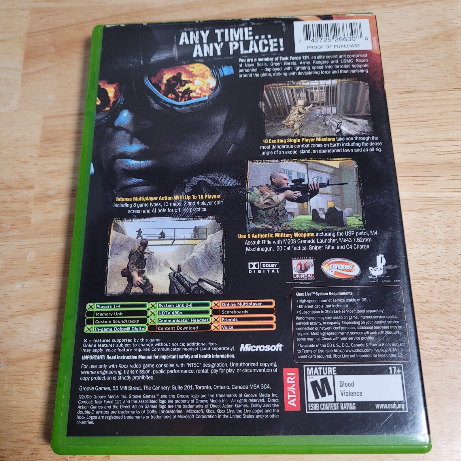 Combat Task Force 121 Microsoft Xbox, 2005 CIB Complete w Manual – Tested