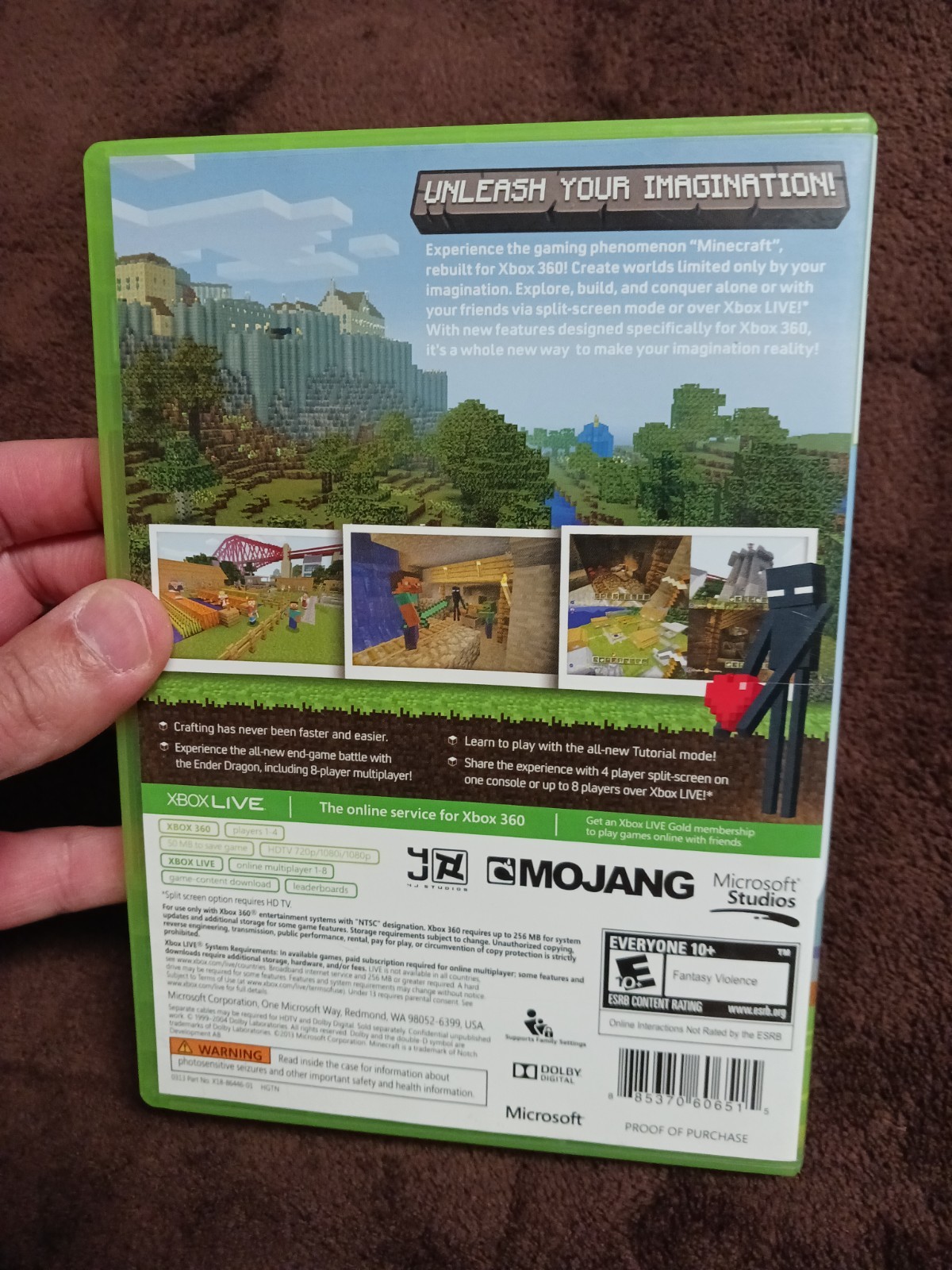 Minecraft Xbox 360 Edition Microsoft Mojang No Manual Tested!