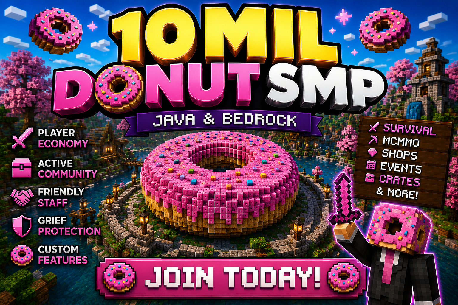 Donut SMP Money! 10m-500m (Cheapest and Fastest!)