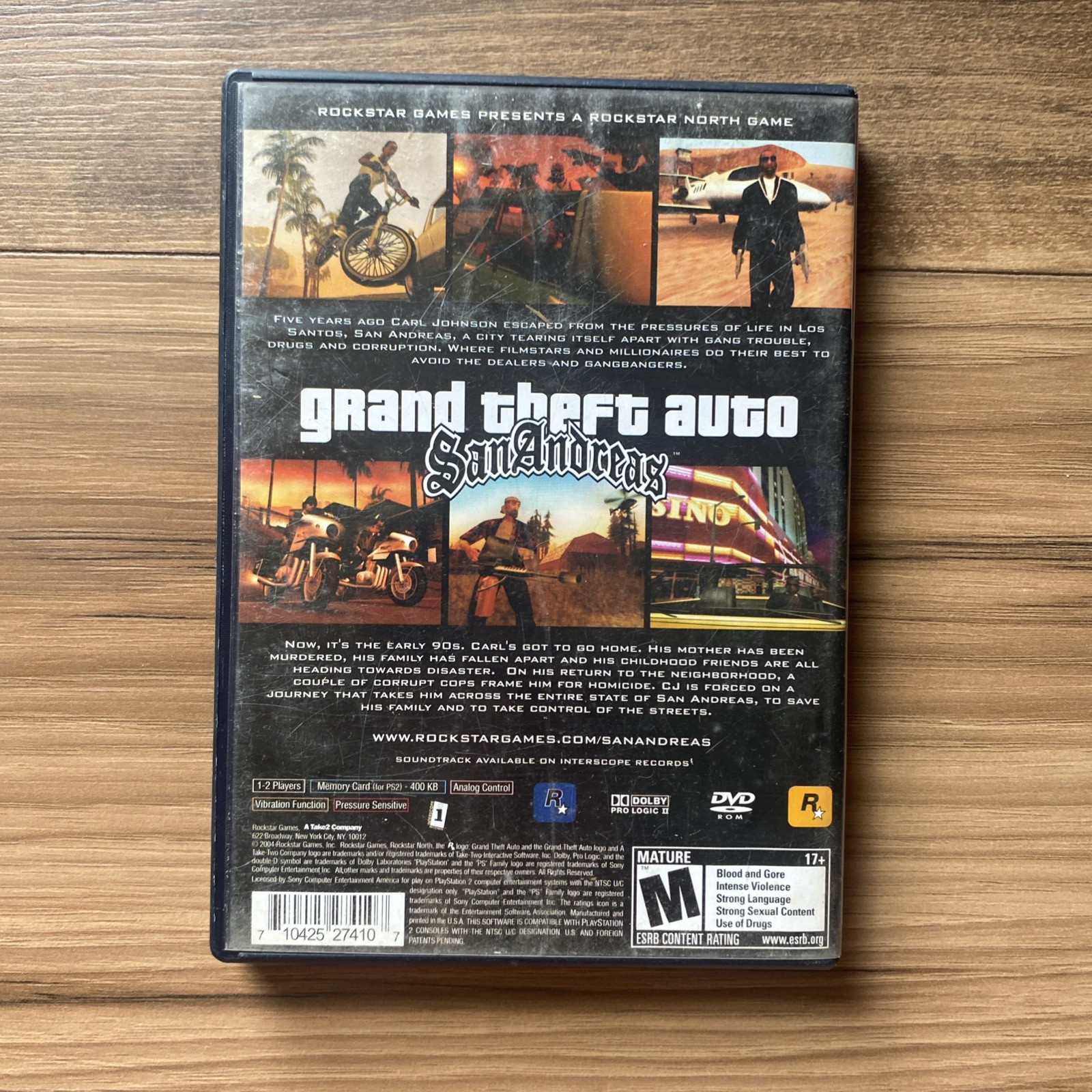 Grand Theft Auto: San Andreas (Sony PlayStation 2, 2004) Tested Working, Manual