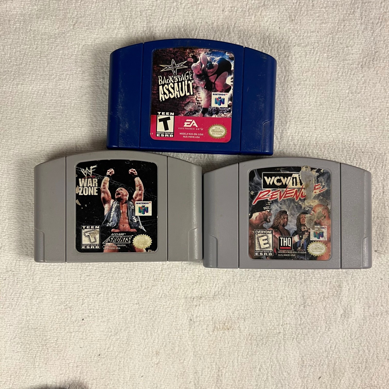 WCW Backstage Assault WWF Warzone WCW vs NWO Revenge Nintendo 64 Wrestling Lot