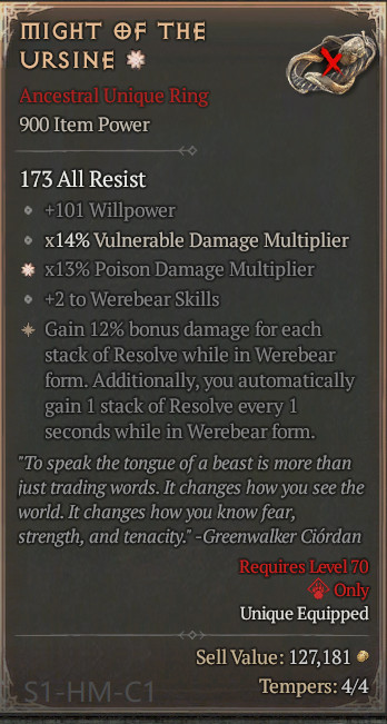 🔥 Diablo 4 Season 14 🔥 Might of the Ursine 1 / 4 GA