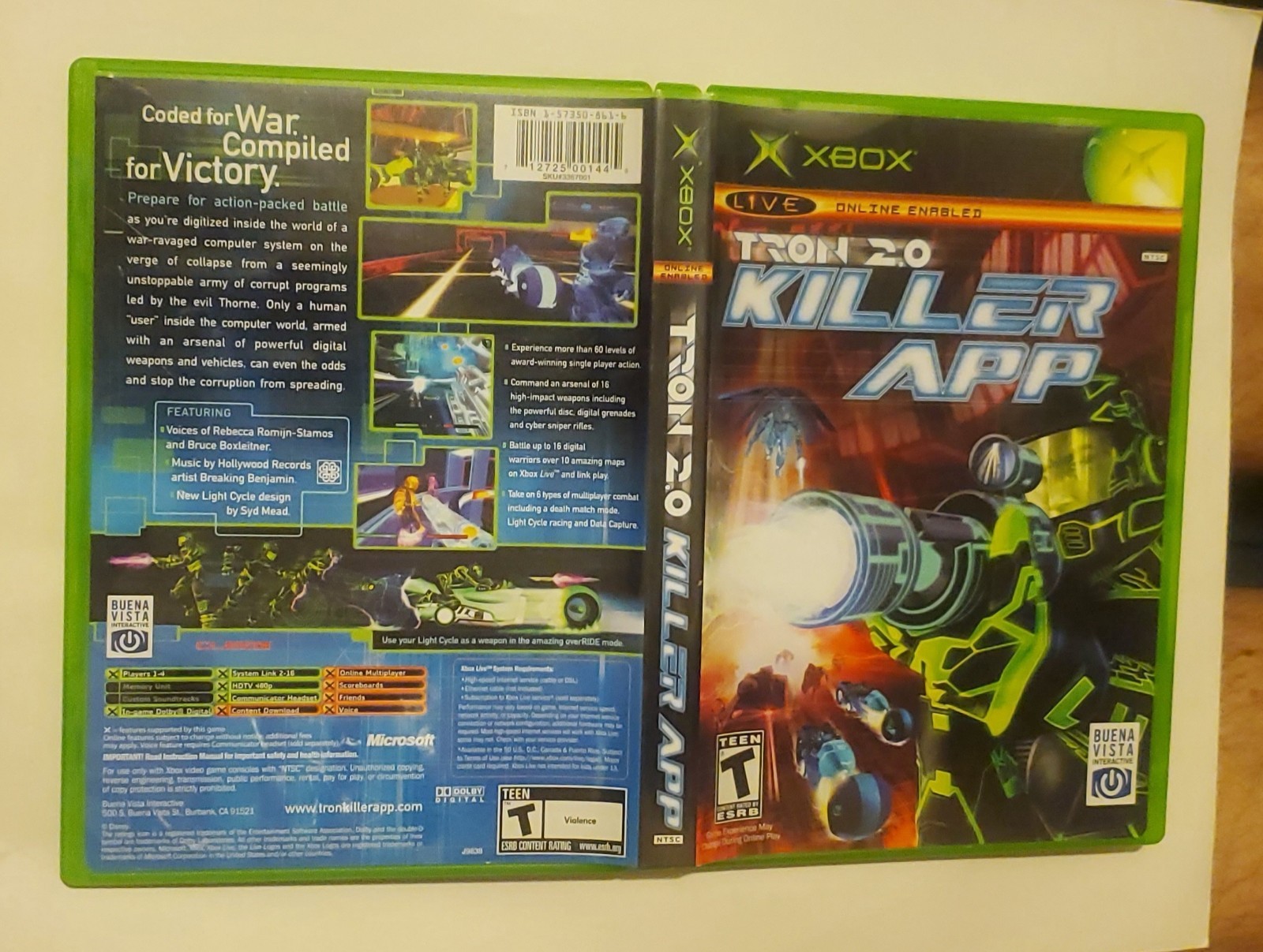 TRON 2.0 Killer App – Xbox Buena Vista 2004 w manual and card – very good
