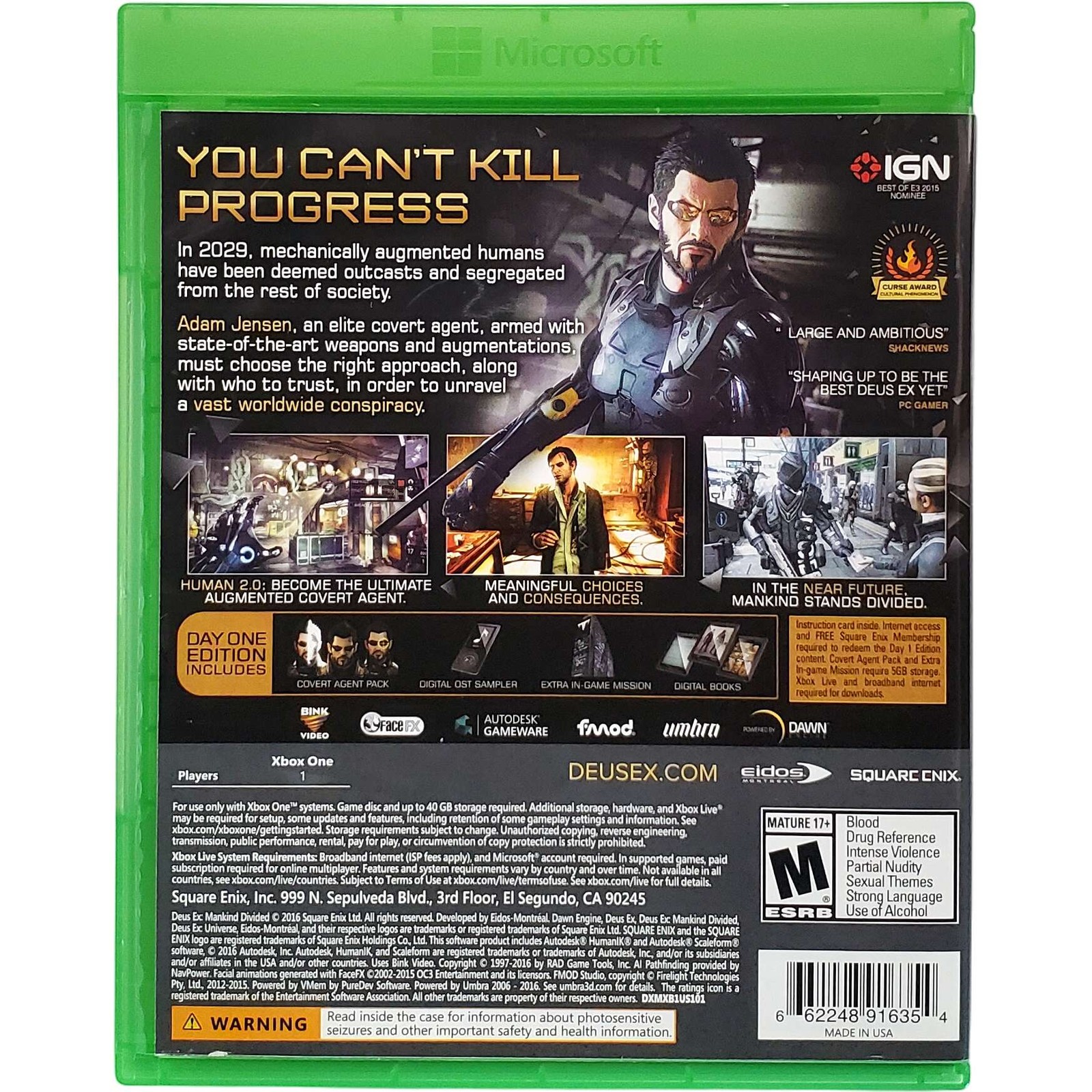 Deus Ex Mankind Divided – Microsoft Xbox One Tested Authentic 1Y Guarantee