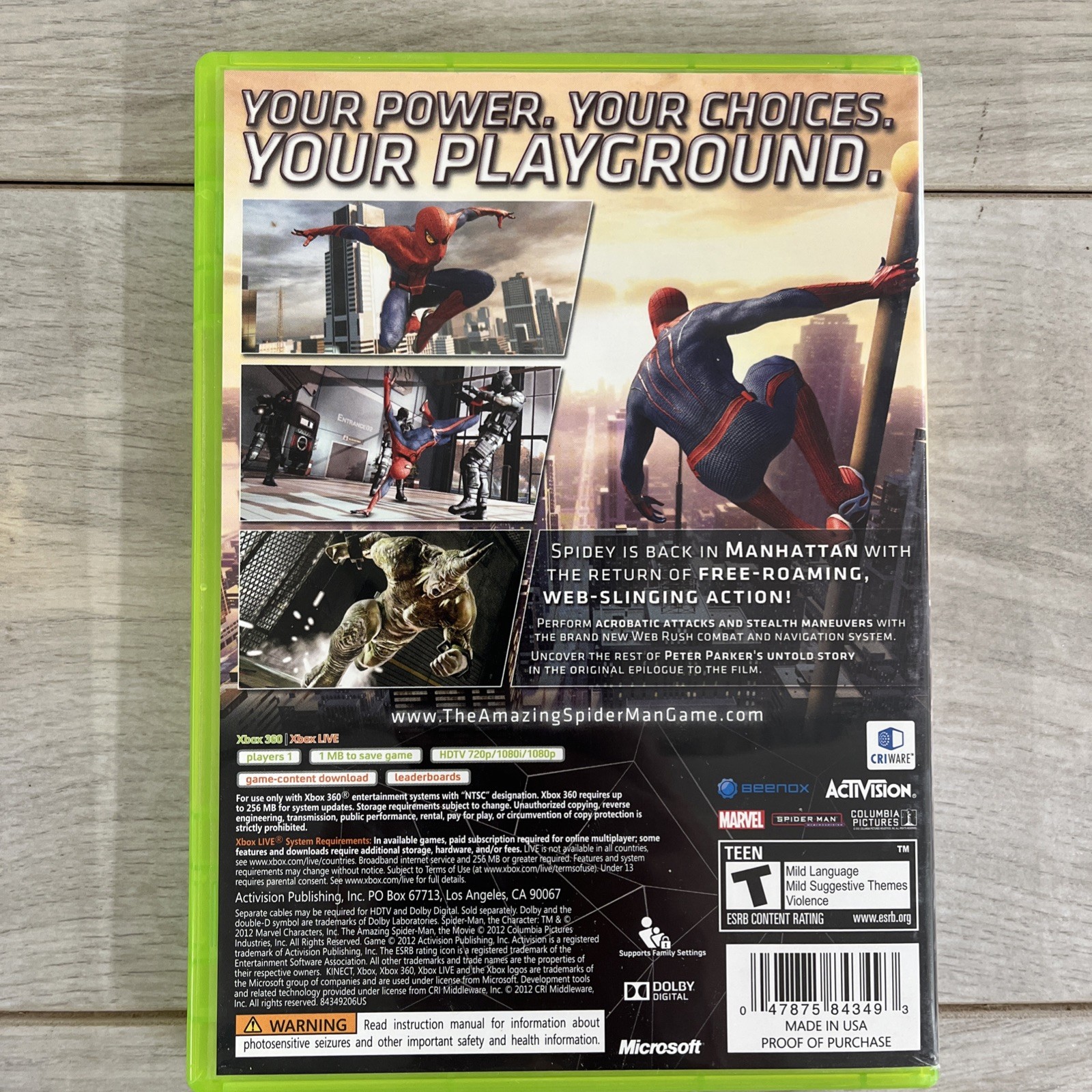The Amazing Spider-Man (Microsoft Xbox 360, 2012) (Slipcover) Mint 👌