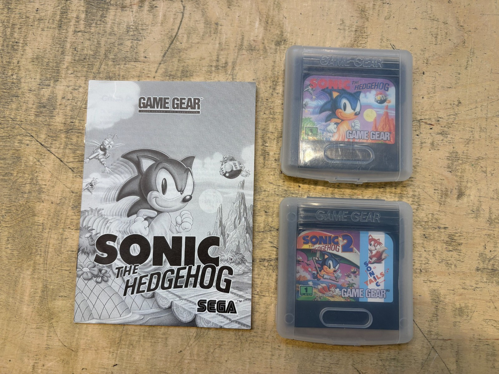 Sonic The Hedgehog 1 and 2 Sega Game Gear w/ manual for 1 NOT TESTED RETURNS OK