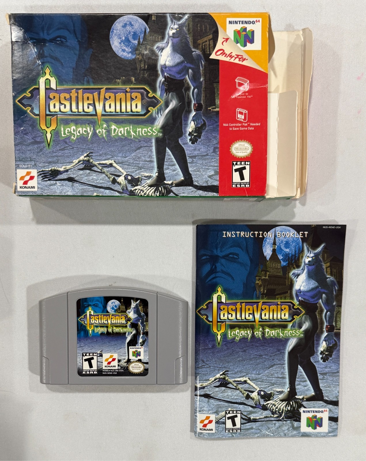 Castlevania Legacy of Darkness – Nintendo 64 – N64 – Game, Box and Manual