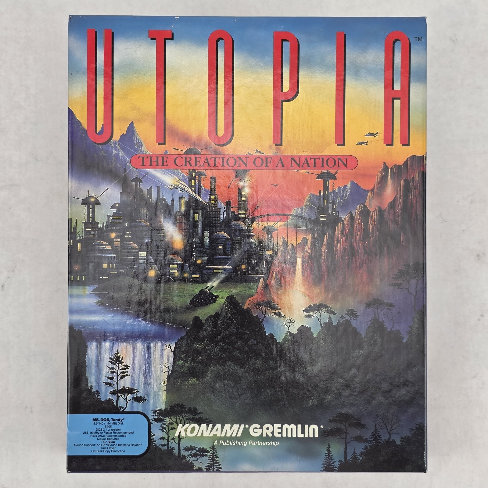 Utopia: The Creation of a Nation BIG BOX PC 3.5″ Floppy Konami Gremlin 1991