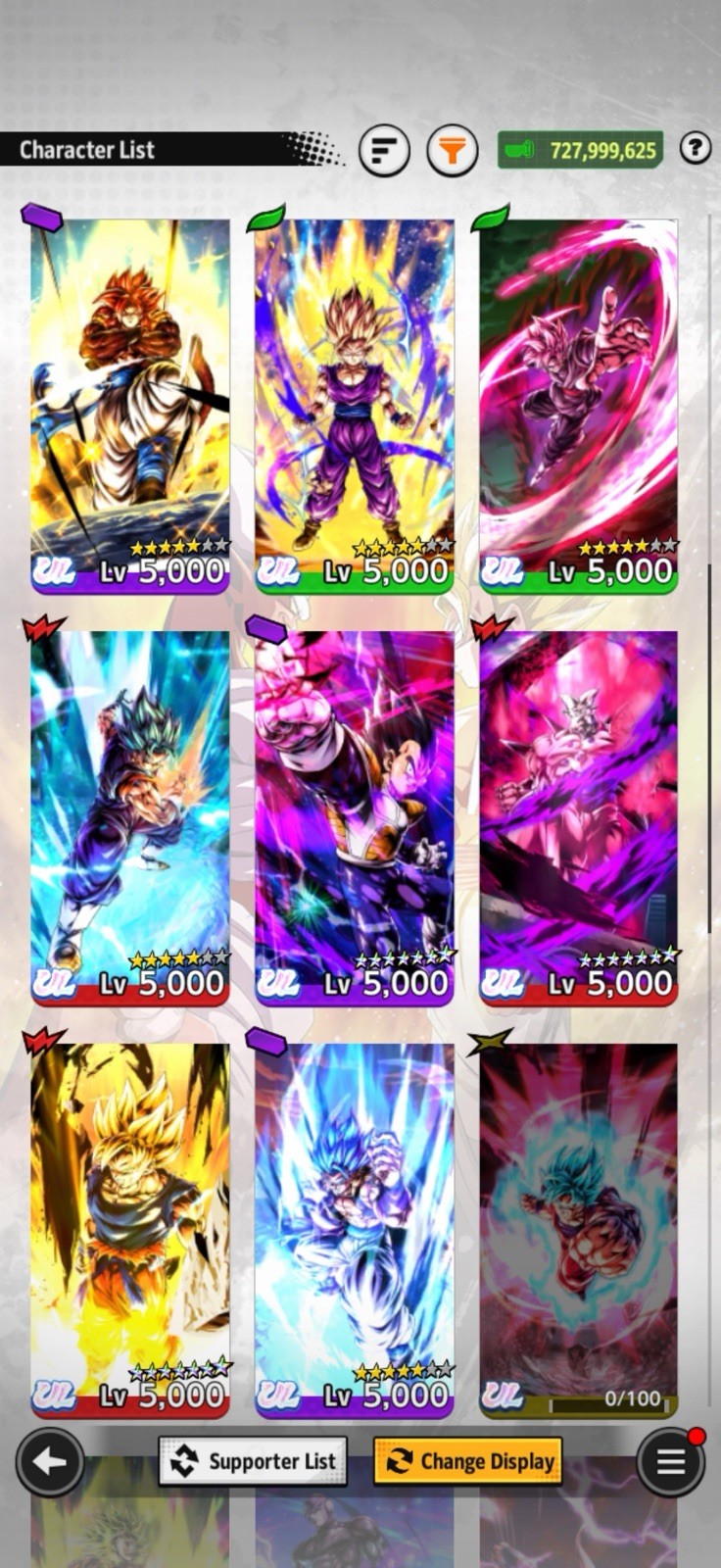 Dragon ball legend Account Ultras, two Legends And Almost All LL With Equipment
