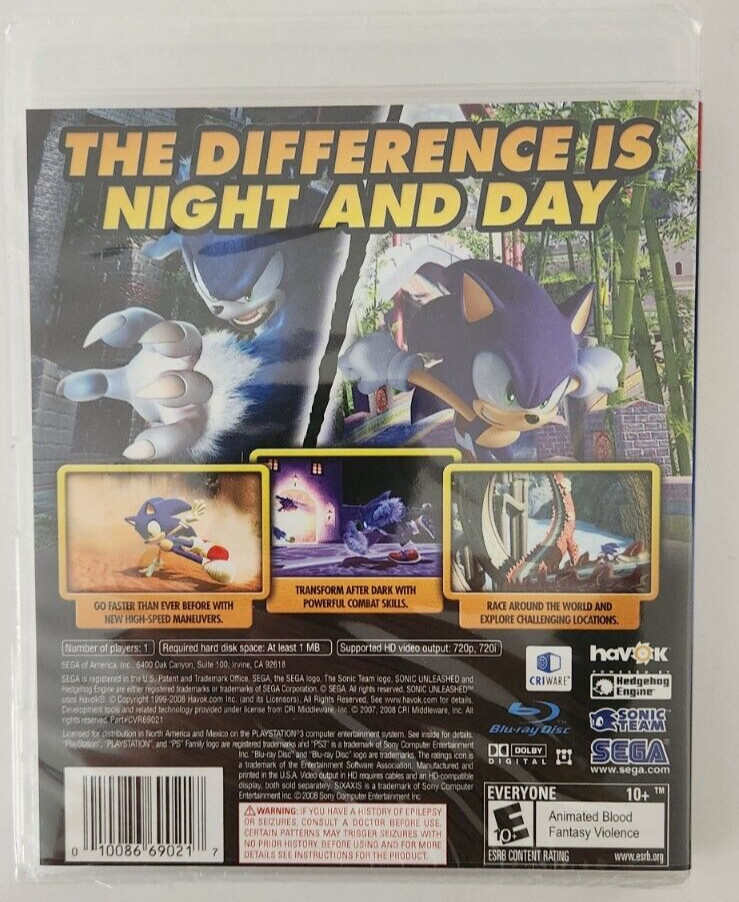 Sonic Unleashed PS3 Brand New Game (2008 Action/Adventure Beat ‘Em Up Platform)