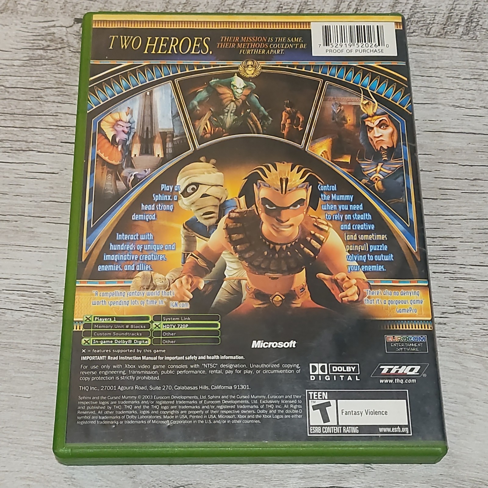 THQ Sphinx and the Cursed Mummy (Xbox, 2003) Manual Included NTSC-U/C T