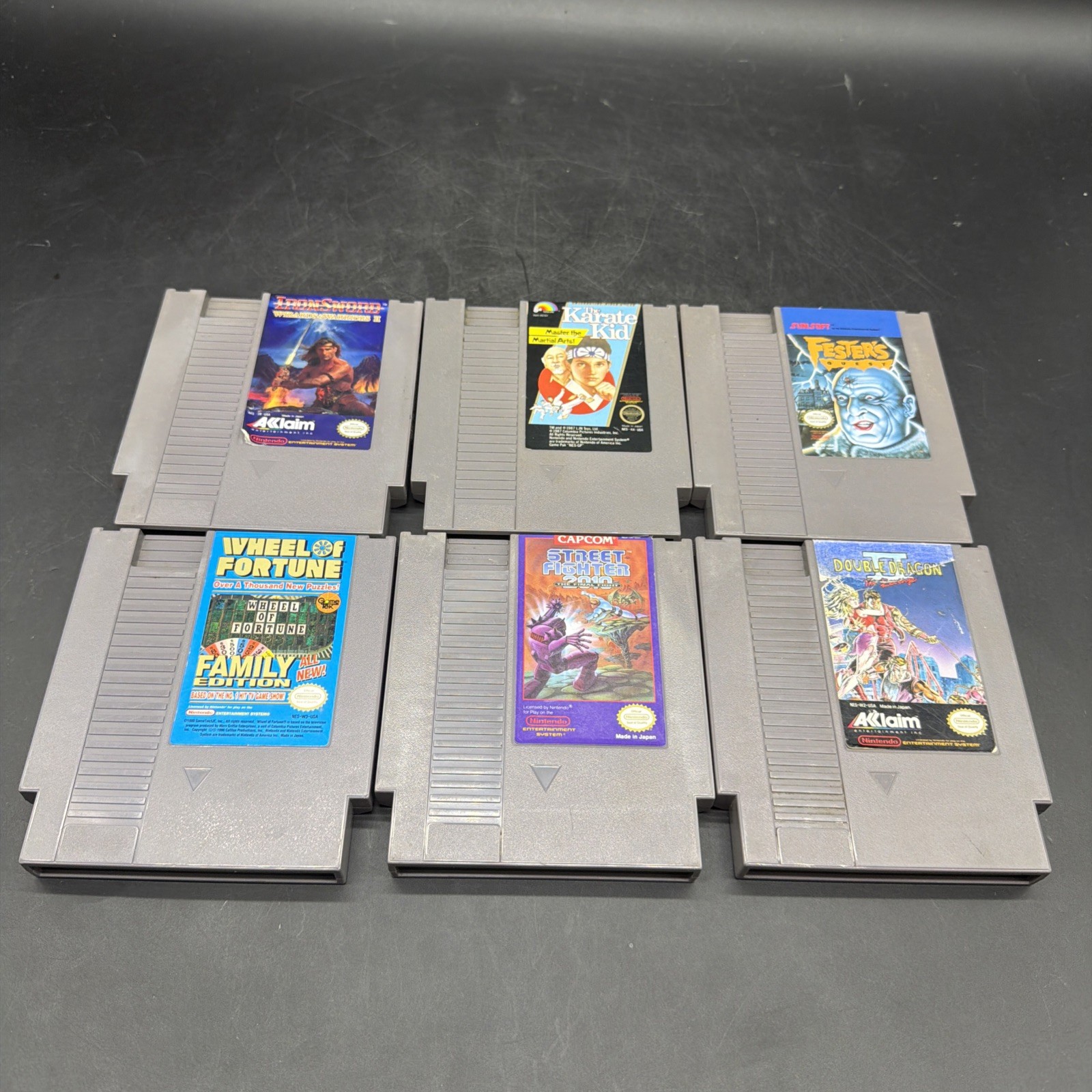 NES Games Lot Of 6 Street Fighter 2010 Double Dragon II Iron Sword Karate Kid