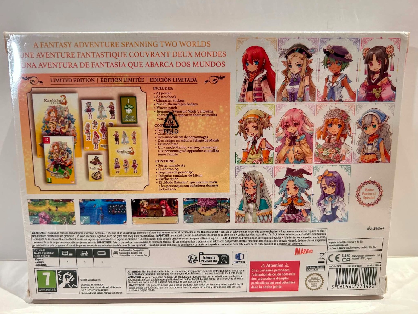 Rune Factory 3 Special Limited Edition PAL Region Free Switch Box Damage