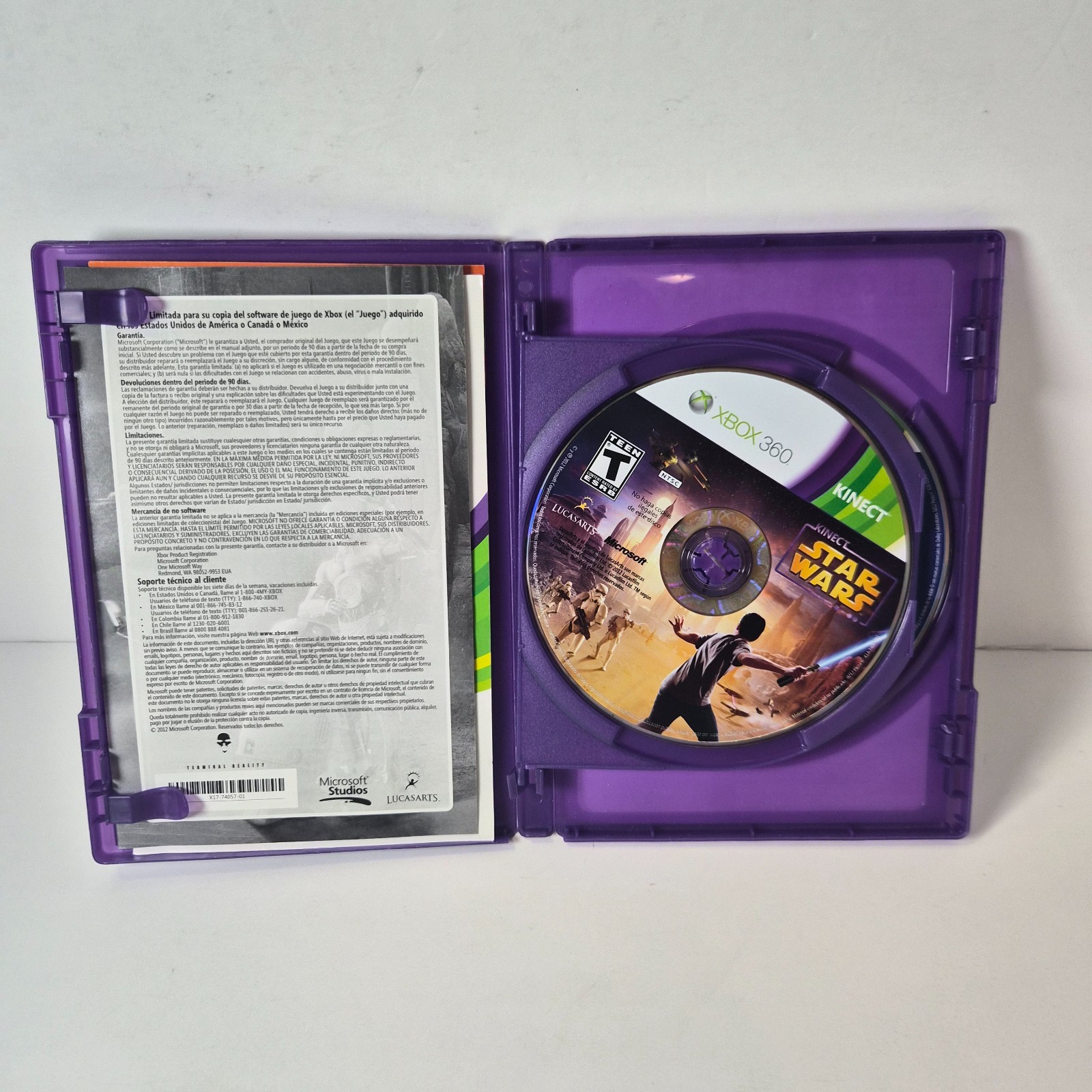 Kinect Star Wars Xbox 360 Spanish Bundle Copy Tested Case 2 Discs